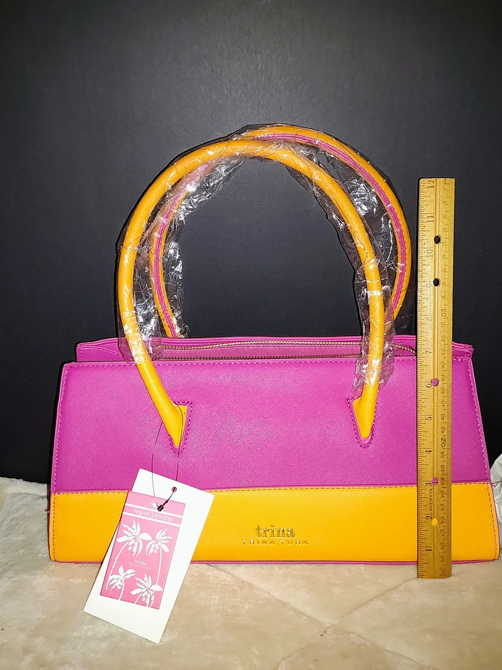 Trina Turk Pink and Yellow Colorblock Satchel